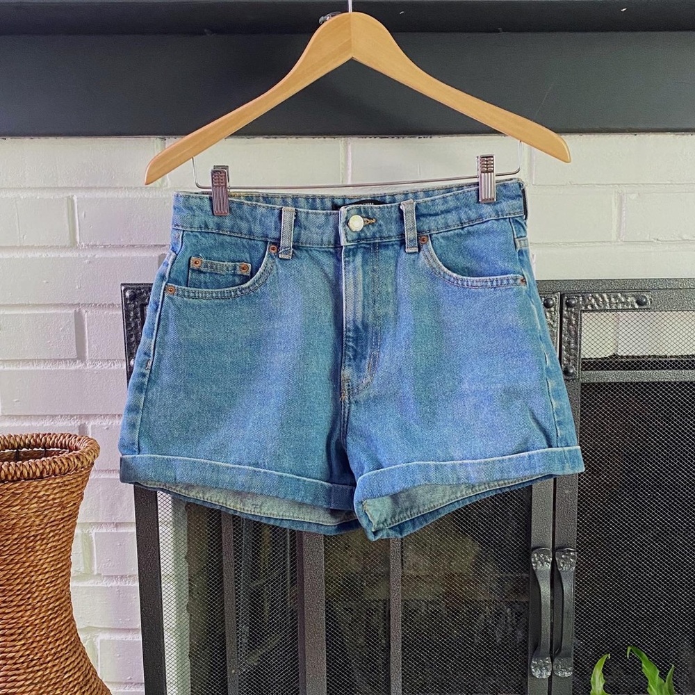 Bershka Roll-up High Rise Denim Shorts